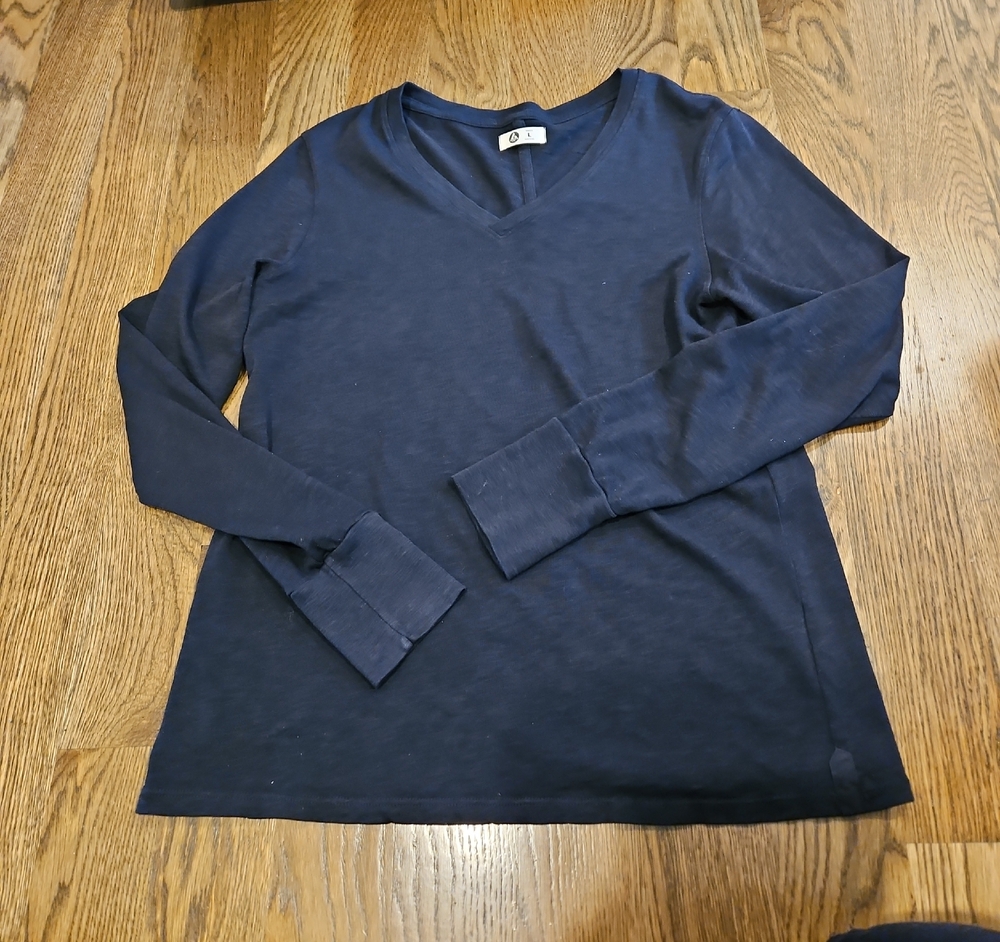 American Giant Black Long V-Neck Long Sleeve Top American Giant 100% Cotton